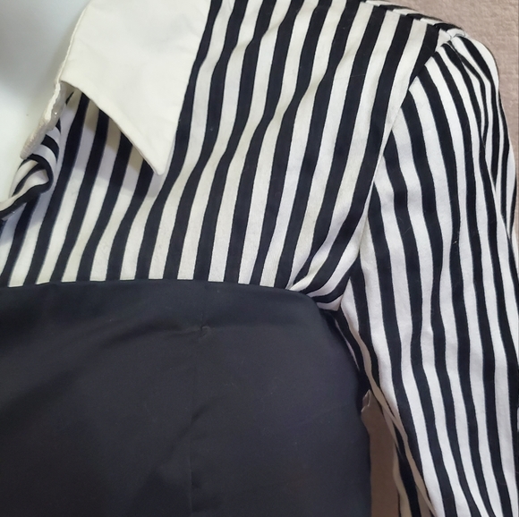 Like NEW New York & Co Striped Button Down Shirt w/ Black Corset Overlay Sz S - Picture 4 of 14